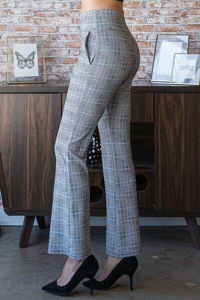 Heimish Full Size Plaid Flare Pants With Wide Waist Band Plus Size